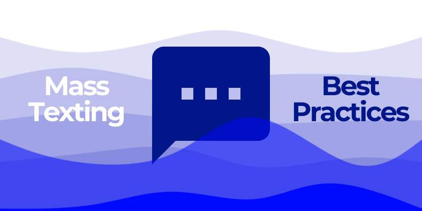 sms bubble among waves with the words mass texting best practices